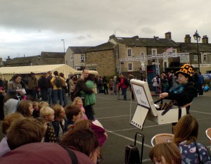"Edward Lear's Nonsense" Premiers at Skipton Puppet Festival Rough Magic Theatre's Collette Knowles entertains the crowds.